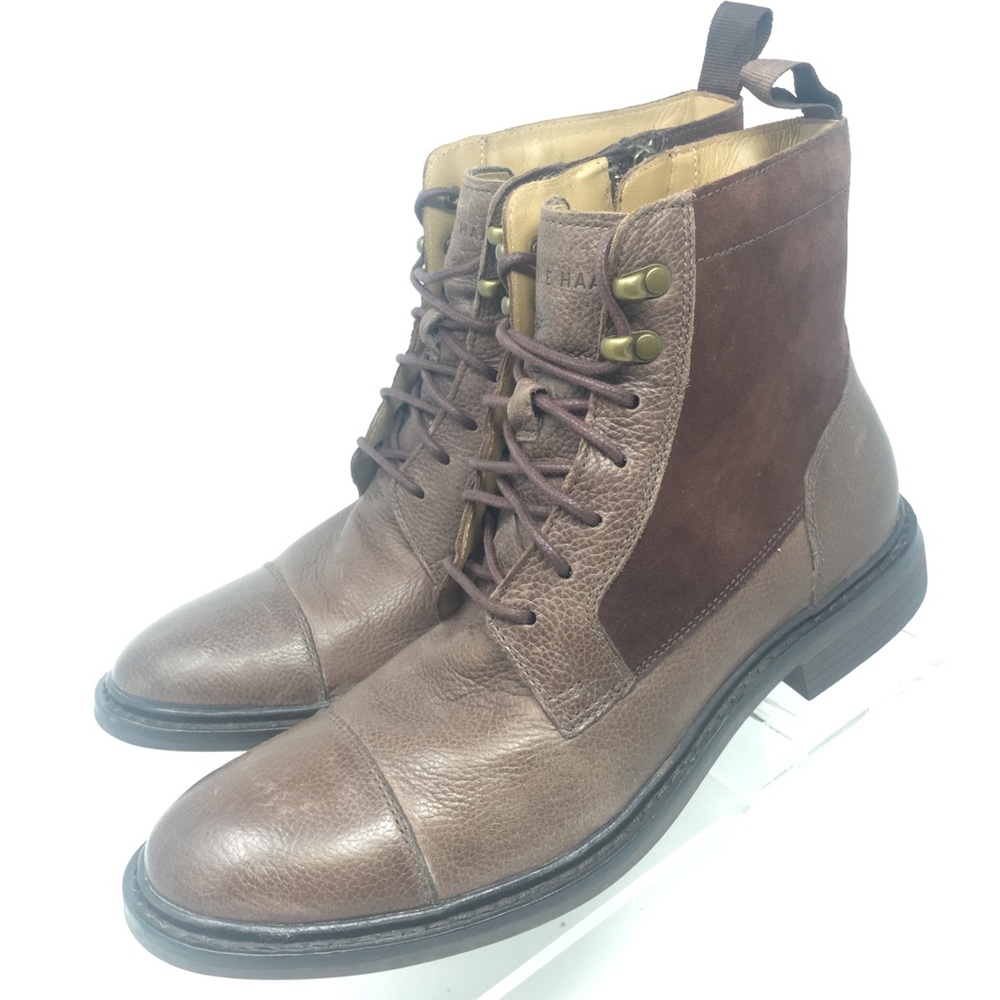 Cole Haan Bellamy Lace Up Leather Toe Cap Boots 8M